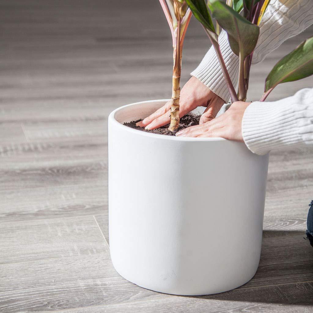 Nodpot 10" White Planter - Mid Century Modern Indoor/Outdoor Planters w/Out Stand - Large Plant Pots for Succulent Plants, Cactus, or Flower Pot - Decorative Ceramic Plant Holder Stands 10" Tall