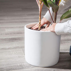 Nodpot 10" White Planter - Mid Century Modern Indoor/Outdoor Planters w/Out Stand - Large Plant Pots for Succulent Plants, Cactus, or Flower Pot - Decorative Ceramic Plant Holder Stands 10" Tall