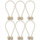 HUYIJJH Curtain Tiebacks Magnetic, Drape Holders Holdbacks Decorative Weave Rope Clips Window Sheer Blackout Panels Home Office, Beige (Pack of 6) by NZQXJXZ