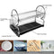 2-Tier Dish Rack and DrainBoard 22" x15 x10" Kitchen Chrome Cup Dish Drying Rack Tray Cultery Dish Drainer