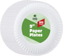 Comfy Package [300 Pack] Bulk Disposable White Uncoated Paper Plates, 9 Inch Large