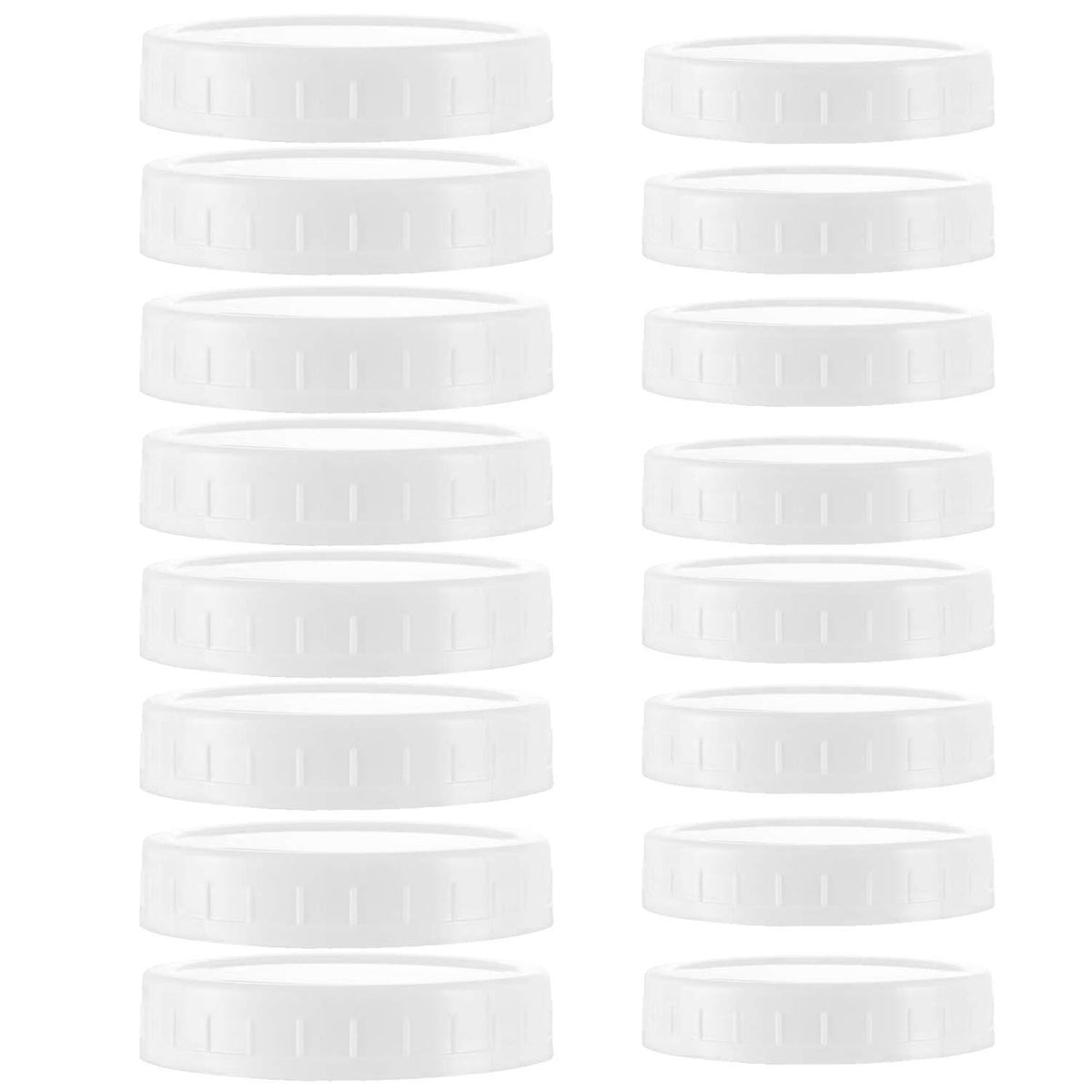 STARUBY 16Pcs Plastic Mason Jar Lids - 8 Regular Mouth Lids and 8 Wide Mouth Plastic Storage Caps for Mason Jars, White