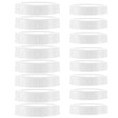 STARUBY 16Pcs Plastic Mason Jar Lids - 8 Regular Mouth Lids and 8 Wide Mouth Plastic Storage Caps for Mason Jars, White