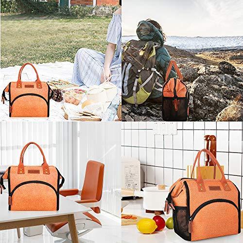 Lunch Bag, KOMUEE Insulated Lunch Box Wide-Open Lunch Tote Bag Large Drinks Holder Durable Nylon Thermal Snacks Organizer for Women Men Adults College Work Picnic Hiking Beach Fishing (green)