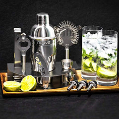 Mixology & Craft Stainless Steel 10 Piece Home Cocktail Mixology Tool Kit – With Bartender's Professional Shaker, Strainer, Jigger, Liquor Pourers and More – Attractive Gift Box and 100% Guarantee