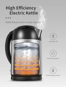 SHCRDOR Electric Tea Kettle 1.7L Stainless Steel, Water Boiler & Heater with Auto-Shutoff and Boil-Dry Protection
