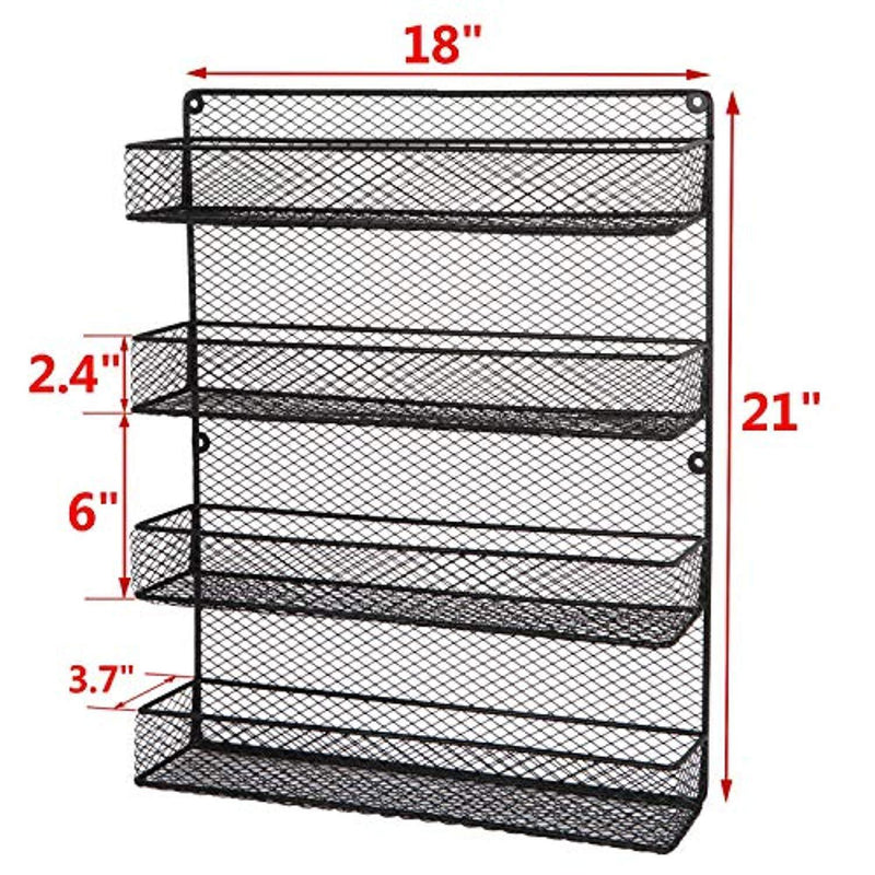 BBBuy 4 Tier Spice Rack Organizer wall mounted Country Rustic Chicken Holder Large Cabinet or Wall Mounted Wire Pantry Storage Rack, Great for Storing Spices, Household stuffs