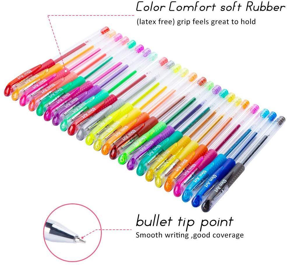 Gel Pens 30 Colors Gel Marker Set Colored Pen with 40% More Ink for Adult Coloring Books Drawing Doodling Crafts Scrapbooks Bullet Journaling by Aen Art