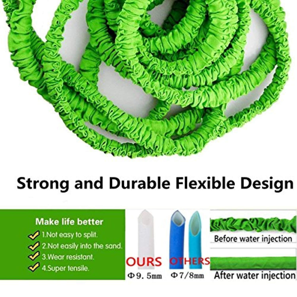 AZUNX Garden Hose, 75ft Expandable Water Hose with Triple Layer Latex Core & Latest Improves Extra Strength Fabric Protection