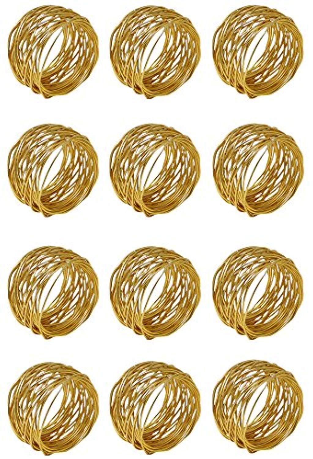 Godinger Gold Round Mesh Napkin Rings - Set of 12