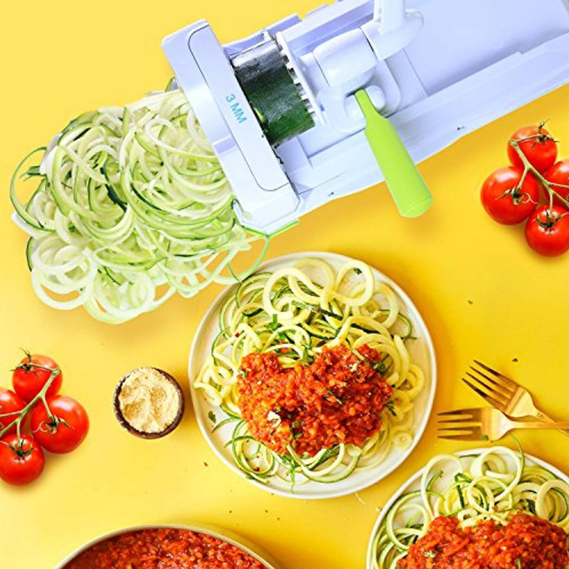  7-Blade Spiralizer Vegetable Slicer, Vegetable Spiralizer  Chopper Plus Free Brash&Container &Lid with 7/420-grade Blade, Powerful  Anti-Slip Sucker Spiral Slicer for Zucchini Noodles&Veggie Pasta Maker:  Home & Kitchen