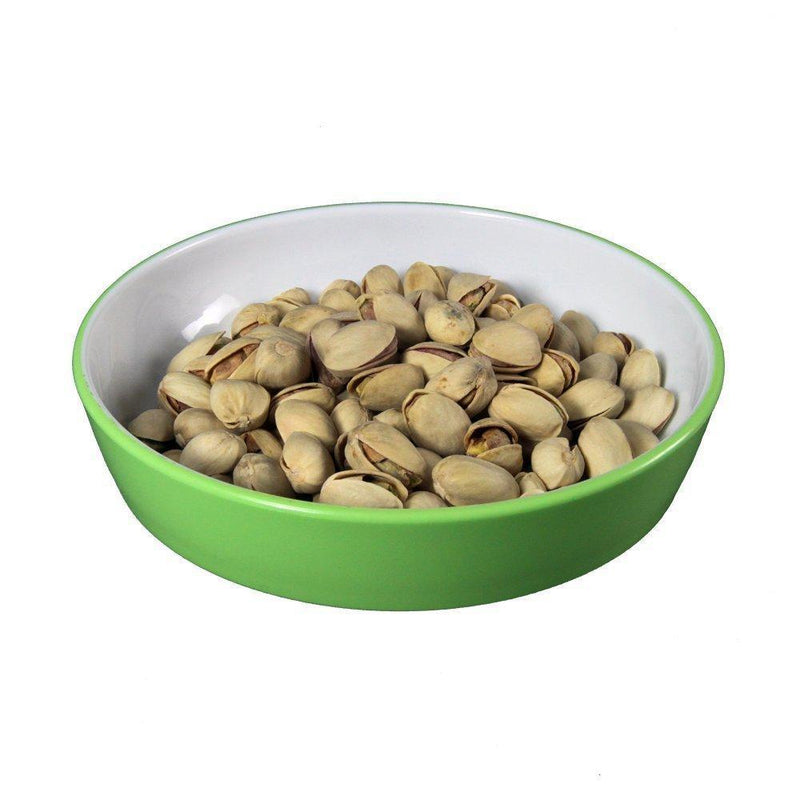 HIRALIY White and Green Double Dish Serving Bowl for Pistachios, Peanuts, Edamame, Cherries, Nuts, Fruits and Candy