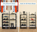 ORDORA 2 Pack 6 Tier Narrow Shoe Rack Organizer, Muti-Combinations Entryway Shoe Racks for Closets, Stackable Shoe Shelf, Free Standing Shoe Rack, 6 Side Pockets, 24-30 Pairs, Waterproof Fabric