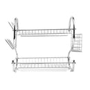 Duerer 2-Tier Kitchen Dish Plate Storage Organizer and Drying Rack with Removable White Utensil Holder, Chrome-Plated