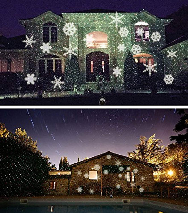 Christmas Projector Light White Snowflake Waterproof Motion Projector Snowflake Spotlight LED Light for Patio, Lawn, Garden Holiday Party