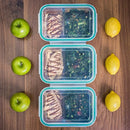 [2-Compartment] Glass Meal Prep Container Set with Snap-Locking Lids, BPA-Free, Airtight, Leakproof, Microwave, Oven, Freezer, Dishwasher Safe (5 Cups, 40 Oz, Rectangle)