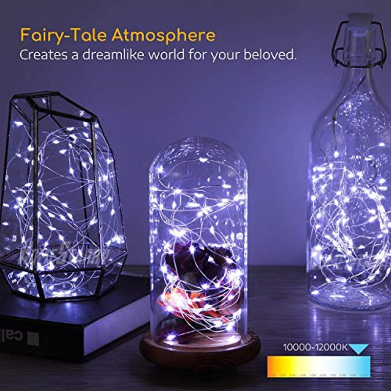 4 Pack Fairy Lights Fairy String Lights Battery Operated Waterproof 8 Modes Remote Control 50 Led String Lights 16.4ft Silver Wire Firefly lights for Bedroom Wedding Festival Decor (Cool White) ¡­