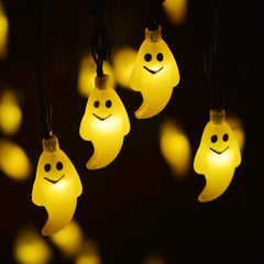 LEVIHCEC Solar Halloween Decorations String Lights, 30 LED Waterproof Cute Ghost LED Holiday Lights for Outdoor Decor, 8 Modes Steady/Flickering Lights [Light Sensor] 19.7ft Blue
