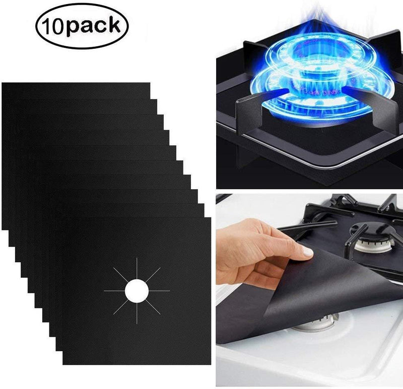 Oyydecor 10 Pack Gas Stove Burner Covers - Reusable Gas range protectors Non-stick Stovetop Burner Liners for Kitchen/Cooking, 0.2 mm Double Thickness, Cuttable, Dishwasher Safe, Easy to Clean (10.6" x 10.6")