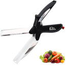 Kitchen Food Cutter Chopper Clever Kitchen Knife with Cutting Board, Clever Multipurpose Food Scissors Stainless Steel Vegetable Slicer Fruit Cutter Quick & Easy to Cut BBQTools