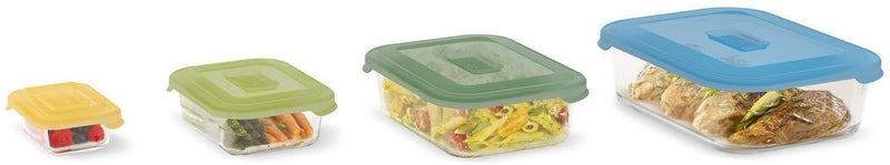 CulinWare 81064 Nest Glass Food Storage Container and Bakeware Set with Lids Oven Proof Freezer Microwave Dishwasher Safe, 8-piece, Multicolored