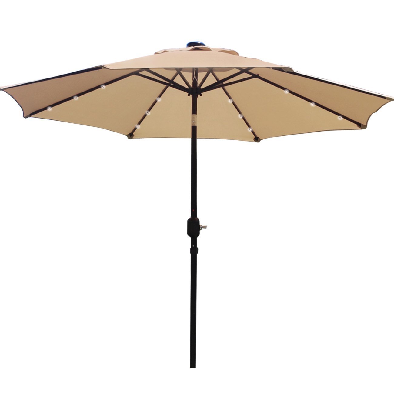 Sunnyglade 9' Solar 24 LED Lighted Patio Umbrella with 8 Ribs/ Tilt Adjustment and Crank Lift System (Red)