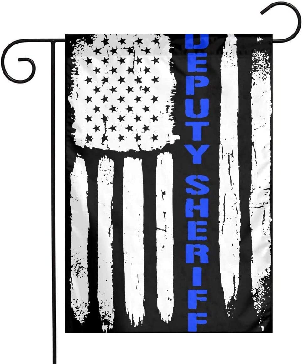 HOME DEPUTY Thin Blue Line Deputy Sheriff Garden Flag House Banner for Party Yard Home Outdoor Decor