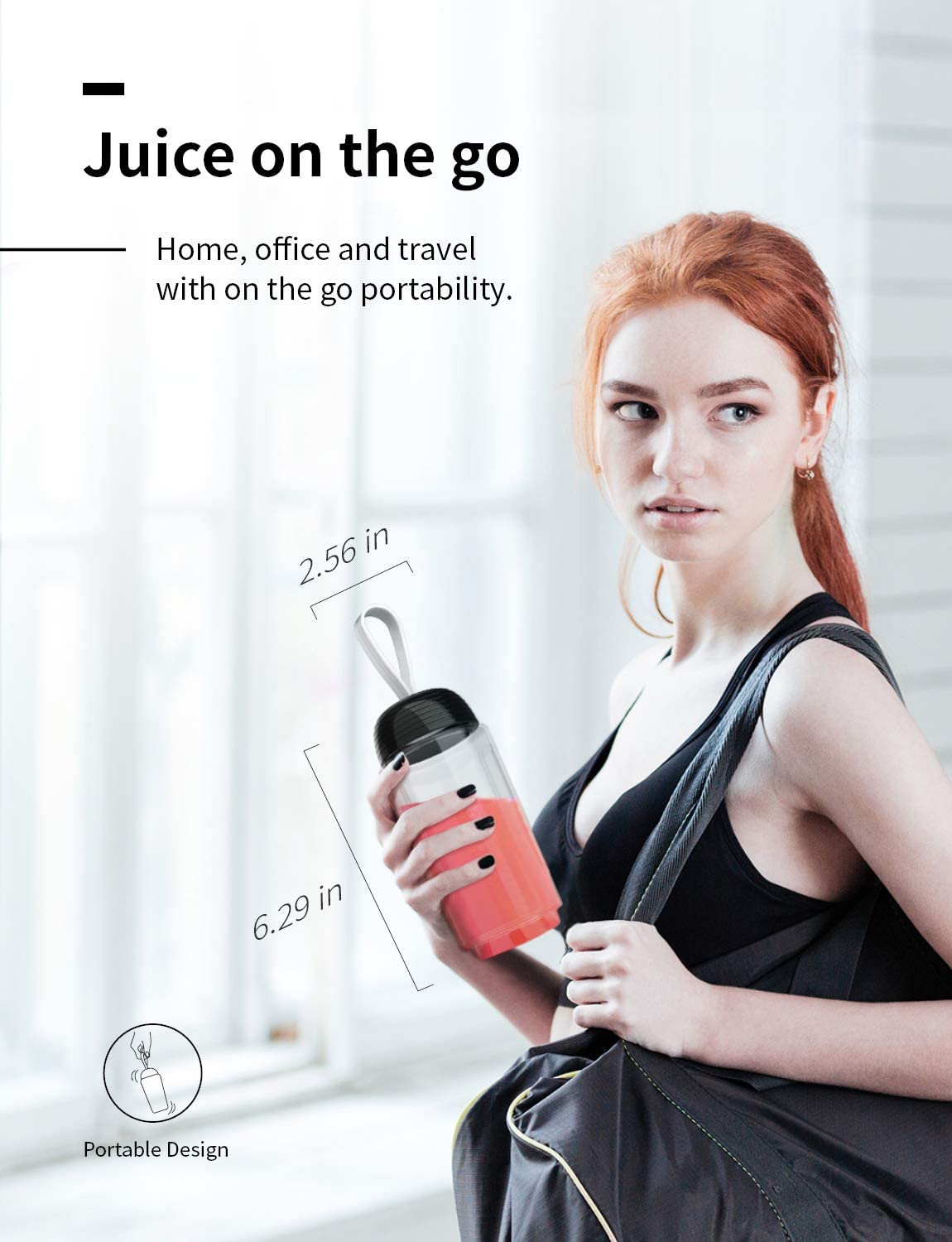 SHCRDOR Portable Smoothie Blender Personal Blender for Shakes Juice with 2 Bottles 1 Ice Cube Tray, Black