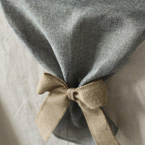 Ling's moment Gray Burlap Table Runner 14 x 84 Inch with Bow Ties for Farmhouse Table Runner Dresser Cover Runner Wedding Party Fall Decorations