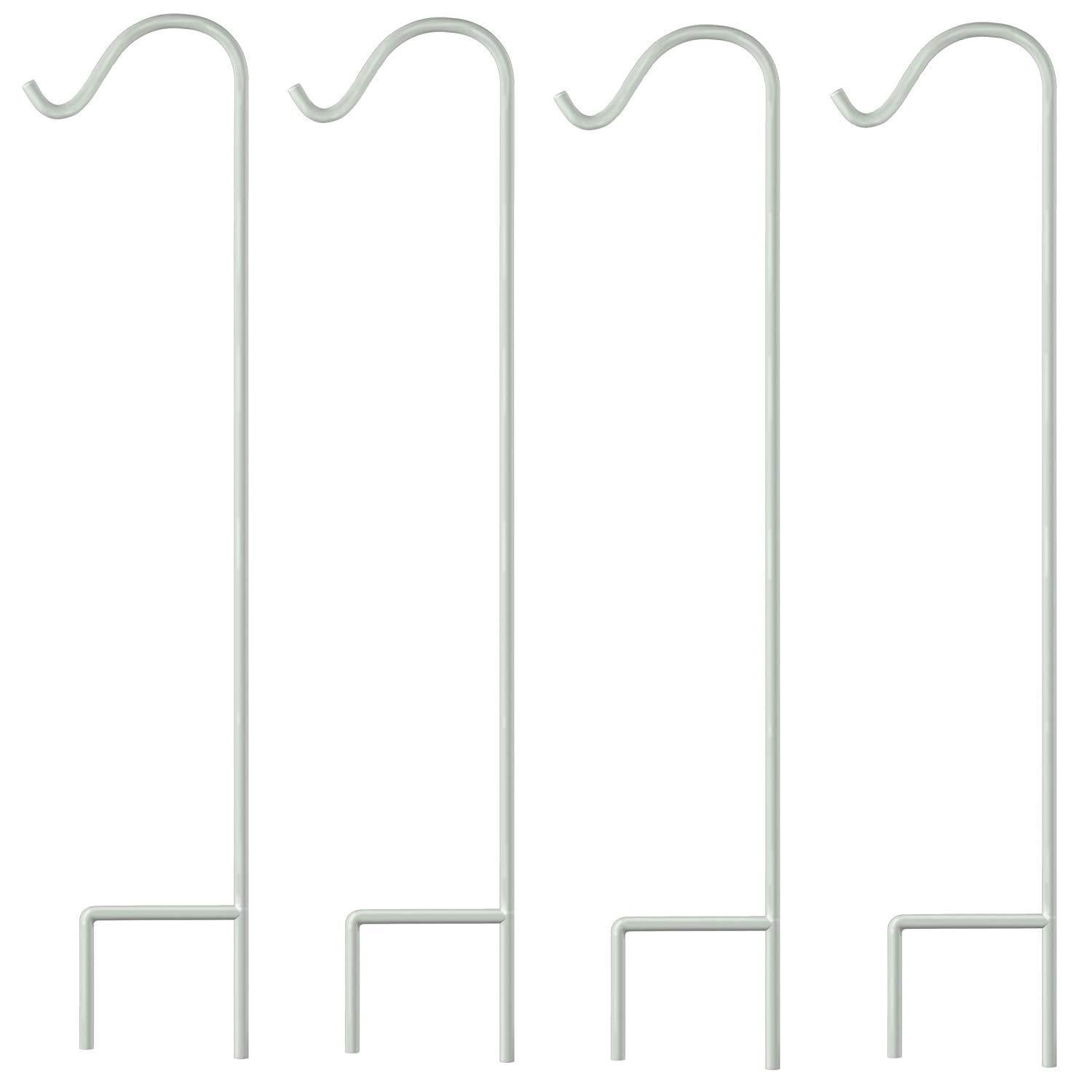 Gray Bunny Shepherd Hook, 48 Inch Black, Set of 4, Super Strong Rust Resistant Premium Metal Hook for Weddings, Hanging Plant Baskets, Solar Lights Lanterns Bird Feeders Mason Jars & Plant Hangers