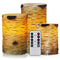 Flickering Flameless Candles with Birch Bark Effect LED Candles 4" 5" 6" Set of 3 Battery Candles Real Wax Pillar with 10-key Remote Control - 2/4/6/8 Hours Timer
