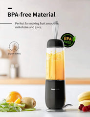 SHCRDOR Personal Smoothie Blender for Shakes Juice with 2 Sport Bottles 1 Ice Cube Tray, Black