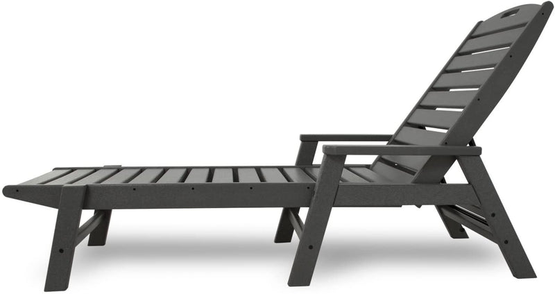 POLYWOOD NCC2280GY Nautical Arms Chaise, Slate Grey