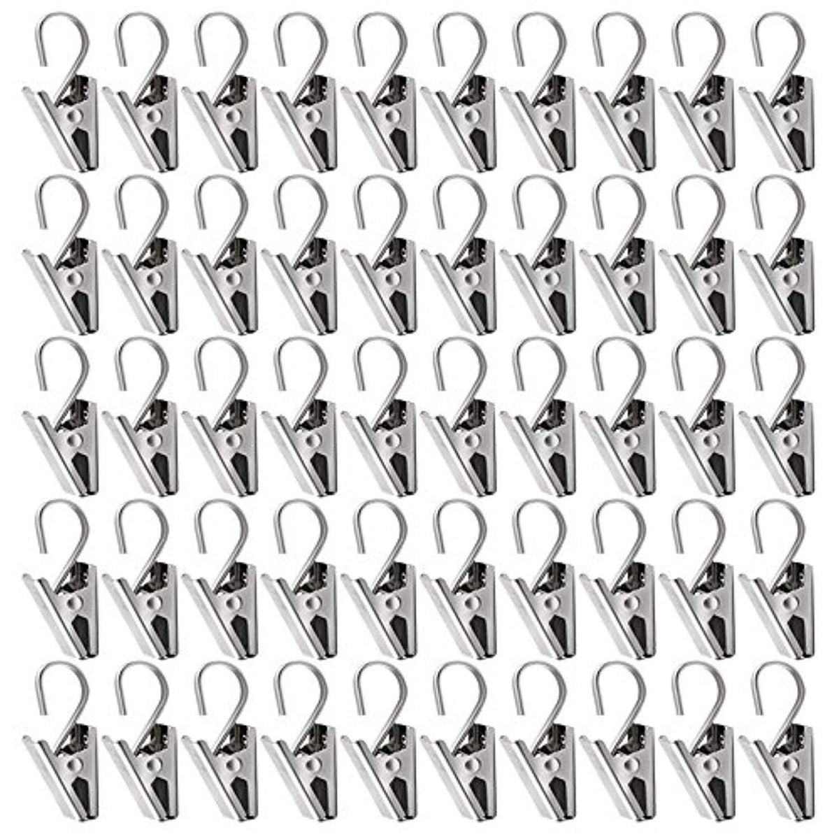 Teenitor 50 PCS Stainless Steel Curtain Clips with Hook for Curtain, Photos, Home Decoration Outdoor Party Wire Holder