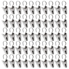 Teenitor 50 PCS Stainless Steel Curtain Clips with Hook for Curtain, Photos, Home Decoration Outdoor Party Wire Holder