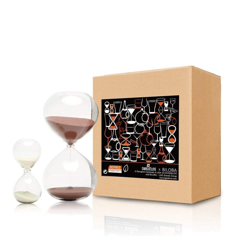 Hourglass Sand Timers-Set of 2 for Home & Office Decoration-60 Mins/5 Mins or 30Mins/5 Mins (30 Mins+5 Mins, Black)