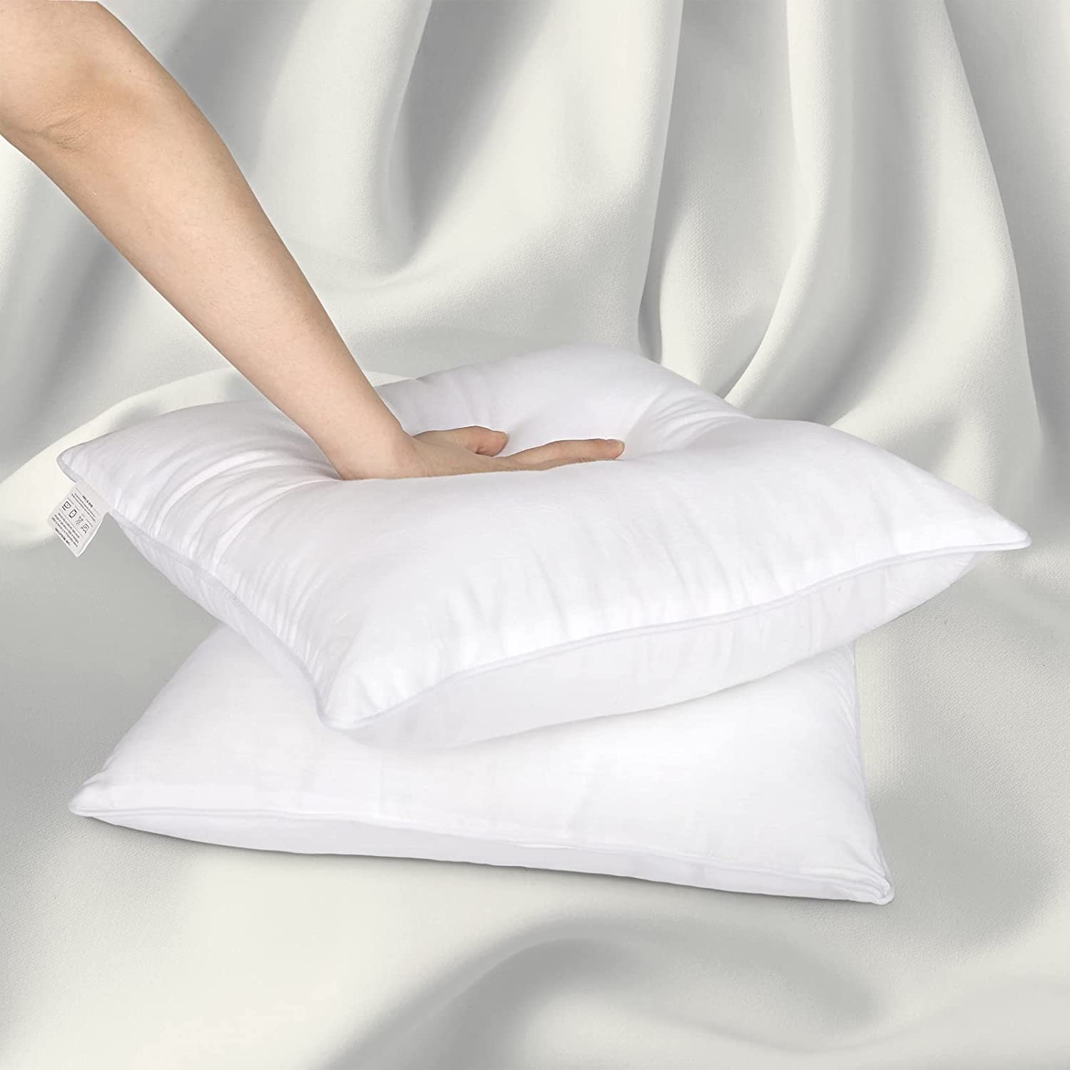 Fixwal 18 x 18 Pillow Inserts Set of 2, Throw Pillow Inserts with 100% Cotton Cover, 18 Inches Interior Pillow Stuffer Square Form for Bed Sofa Couch (White)