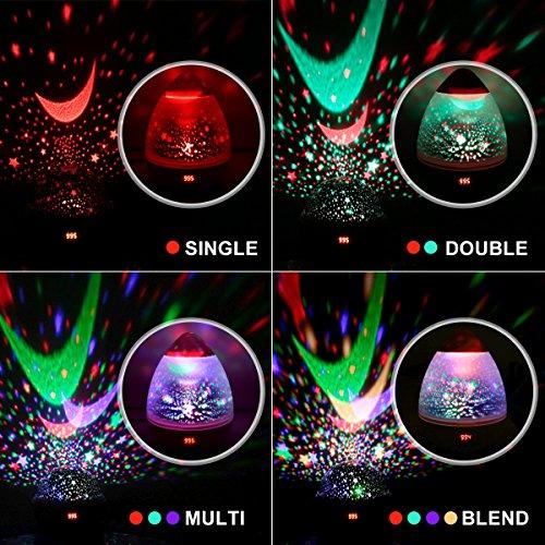 Kingtoys Kids Star Projector Night Lights Christmas Multiple Colors 360 Degree Rotating Led Starry Sky Night Lamp with Timer Auto Shut Off for Nursery Decor Baby Children Bedroom