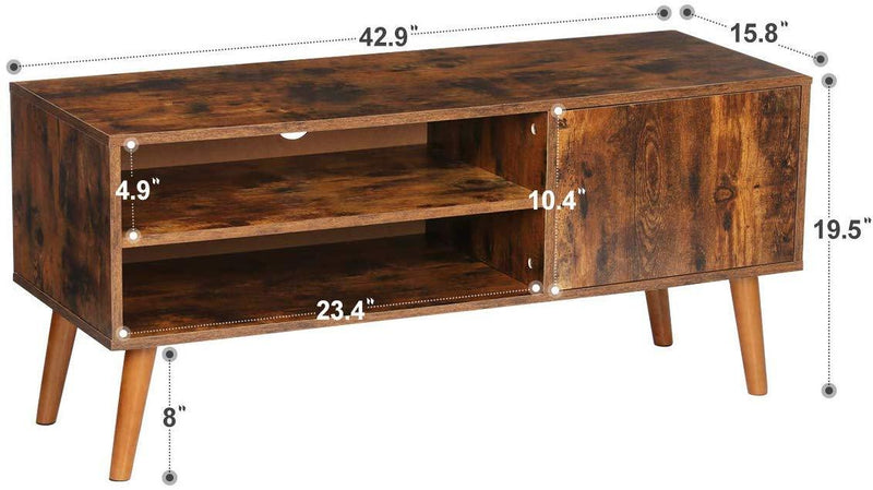 KingSo Retro TV Stand Mid Century Modern Entertainment Center TV Console for Flat Screen TV Cable Box Gaming Consoles for Living Room Entertainment Stand with Storage Shelves