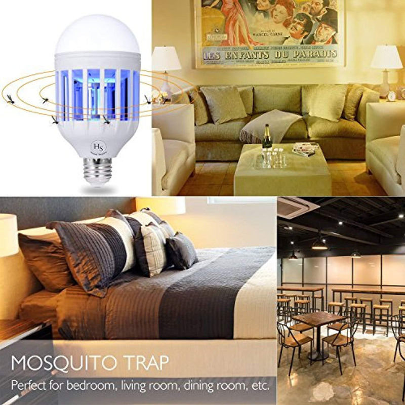 Bug Zapper Light Bulb, Electronic Insect Killer, Mosquito Zapper Lamp, Fly Killer, Built in Insect Trap, 110V E26/E27 Light Bulb Socket Base for Home Indoor Outdoor Garden Patio Backyard