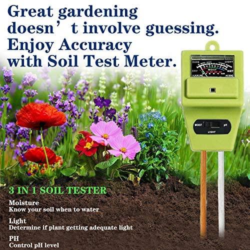 Womtri Soil Test Kit 3-in-1 Soil Tester with Moisture,Light and PH Meter, Indoor/Outdoor Plants Care Soil Sensor for Home and Garden, Farm, Herbs & Gardening Tools(No Battery Needed)