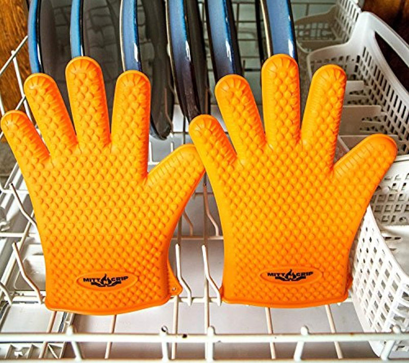 Mitt-N-Grip Extra Thick Silicone Oven Gloves - Orange (Set of 2)