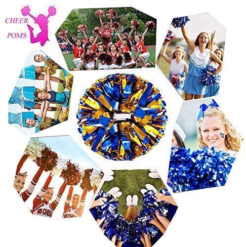 4Pcs Metallic Cheerleading Pom Poms for Kids, Creatiee 2 Pair Cheerleader Cheering Squad Pompoms for Boy Girl School Sports Games Team Spirit Cheer