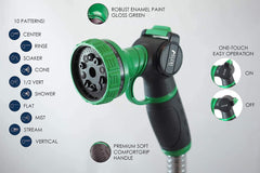Ikris Metal Lever Garden Hose Nozzle 10-Pattern One-Touch Sprayer