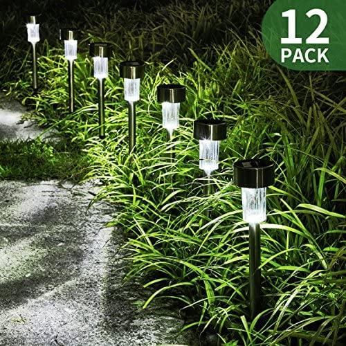 EPIC GADGET Solar Lights Outdoor Christmas Yard Decoration Garden Led Light Landscape/Pathway Lights Stainless Steel-12 Pack…