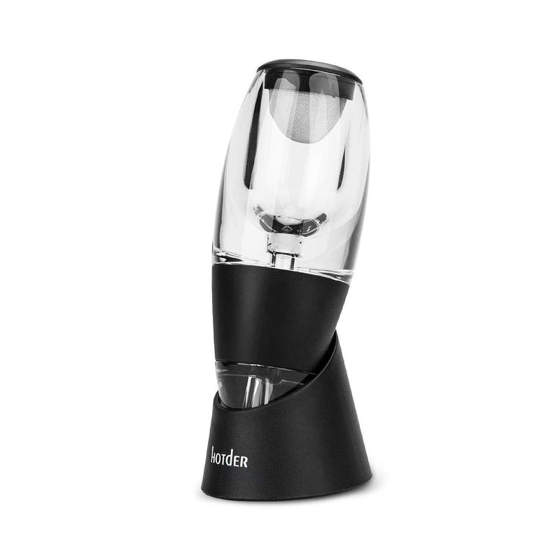 Hotder Wine Aerator Pourer Diffuser Decanter Spout with Base for Red Wine Christmas Gift,Home use And Party,Black