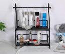 TQVAI 2 Tier Can Rack Spice Jar Storage Organizer with Kitchen Roll Holder, Black