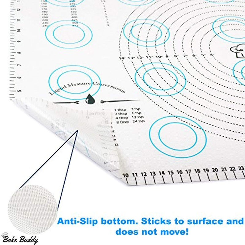 Large Silicone Pastry Mat Countertop-Protector – and Bonus Reusable Silicone Baking Mat – 17 x 26 inch with Measurements, Heat Resistant, Food Grade