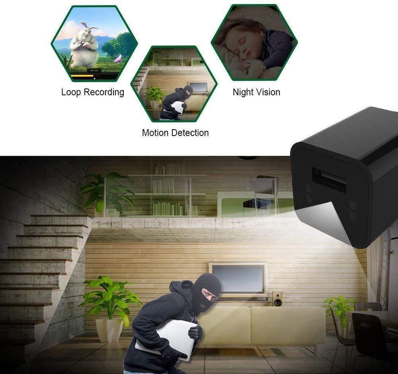 2019 Spy USB Charger Corprit Camera - Hidden Wall Outlet Nanny Cam with 1080p Loop Recording, Motion Detector