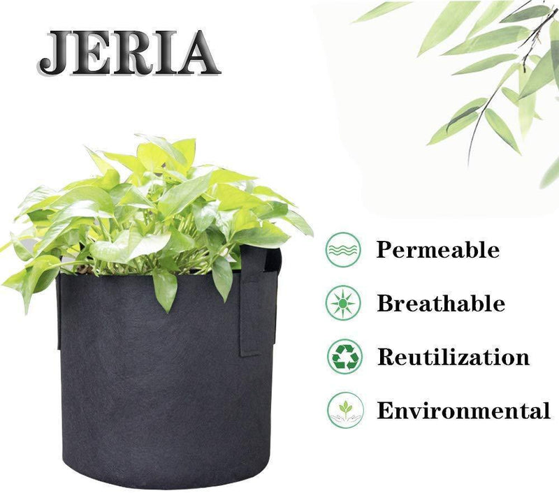 JERIA 12-Pack 1 Gallon, Vegetable/Flower/Plant Grow Bags, Aeration Fabric Pots with Handles (Black), Come with 12 Pcs Plant Labels